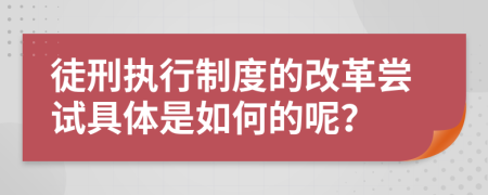 徒刑執(zhí)行制度的改革嘗試具體是如何的呢？