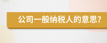 公司一般納稅人的意思？