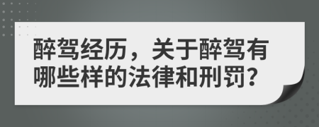 醉駕經(jīng)歷，關(guān)于醉駕有哪些樣的法律和刑罰？