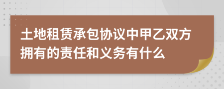 土地租賃承包協(xié)議中甲乙雙方擁有的責(zé)任和義務(wù)有什么