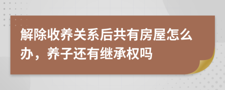 解除收養(yǎng)關(guān)系后共有房屋怎么辦，養(yǎng)子還有繼承權(quán)嗎