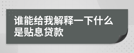 誰能給我解釋一下什么是貼息貸款
