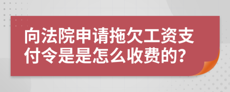 向法院申請拖欠工資支付令是是怎么收費的？