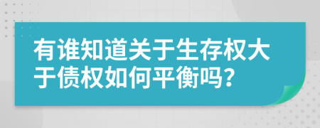 有誰知道關(guān)于生存權(quán)大于債權(quán)如何平衡嗎？