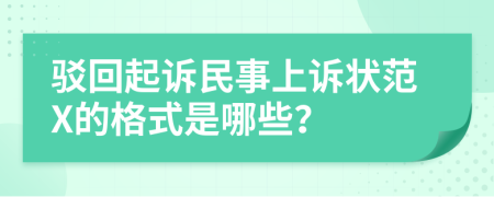 駁回起訴民事上訴狀范X的格式是哪些？