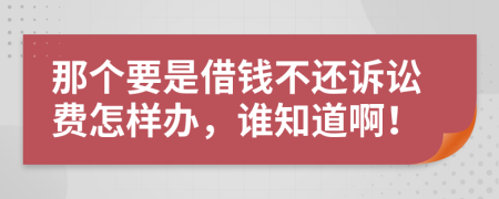 那個(gè)要是借錢不還訴訟費(fèi)怎樣辦，誰知道??！