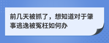 前幾天被抓了，想知道對于肇事逃逸被冤枉如何辦