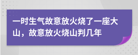 一時生氣故意放火燒了一座大山，故意放火燒山判幾年