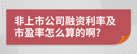 非上市公司融資利率及市盈率怎么算的啊?