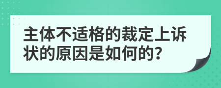 主體不適格的裁定上訴狀的原因是如何的?