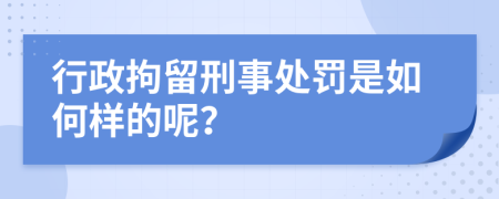 行政拘留刑事處罰是如何樣的呢？