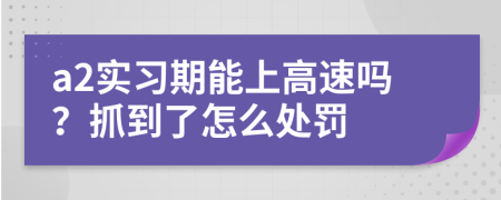 a2實習(xí)期能上高速嗎？抓到了怎么處罰