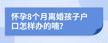 懷孕8個月離婚孩子戶口怎樣辦的喃？