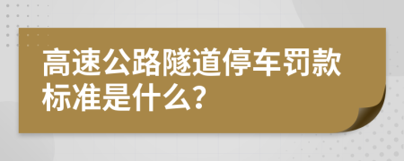 高速公路隧道停車罰款標(biāo)準(zhǔn)是什么？
