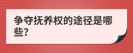 爭奪撫養(yǎng)權(quán)的途徑是哪些？