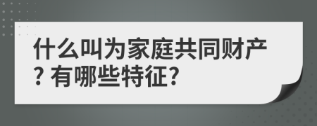什么叫為家庭共同財(cái)產(chǎn)? 有哪些特征?