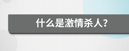 什么是激情殺人？