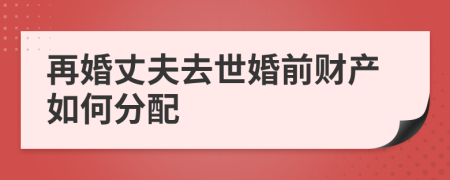 再婚丈夫去世婚前財產如何分配