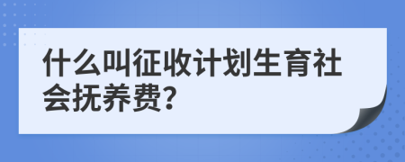 什么叫征收計劃生育社會撫養(yǎng)費？