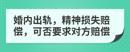 婚內出軌，精神損失賠償，可否要求對方賠償