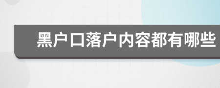 黑戶口落戶內(nèi)容都有哪些