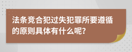 法條競合犯過失犯罪所要遵循的原則具體有什么呢？