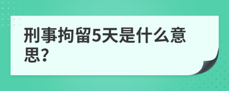 刑事拘留5天是什么意思？