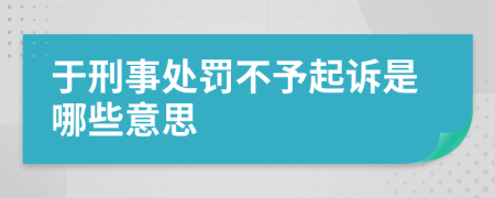 于刑事處罰不予起訴是哪些意思