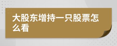 大股東增持一只股票怎么看