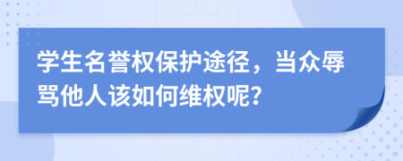 學(xué)生名譽(yù)權(quán)保護(hù)途徑，當(dāng)眾辱罵他人該如何維權(quán)呢？