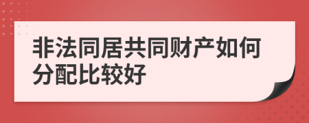 非法同居共同財(cái)產(chǎn)如何分配比較好