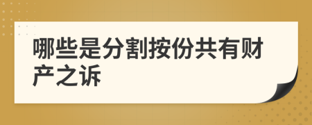 哪些是分割按份共有財產(chǎn)之訴