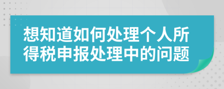 想知道如何處理個人所得稅申報處理中的問題