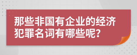 那些非國(guó)有企業(yè)的經(jīng)濟(jì)犯罪名詞有哪些呢？