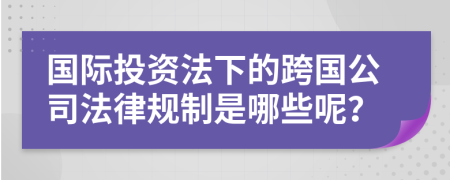 國際投資法下的跨國公司法律規(guī)制是哪些呢？
