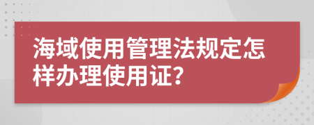 海域使用管理法規(guī)定怎樣辦理使用證？
