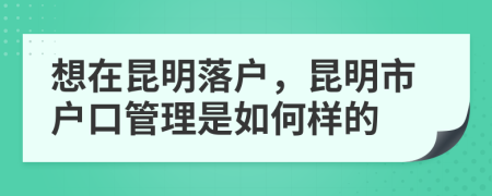 想在昆明落戶，昆明市戶口管理是如何樣的