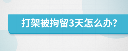 打架被拘留3天怎么辦？