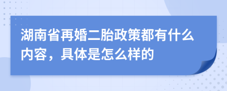 湖南省再婚二胎政策都有什么內(nèi)容，具體是怎么樣的