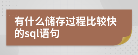 有什么儲存過程比較快的sql語句
