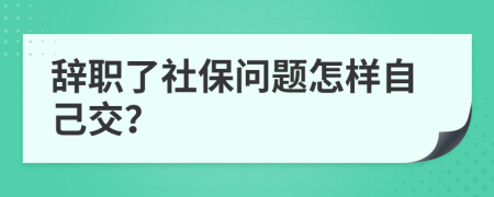 辭職了社保問題怎樣自己交？