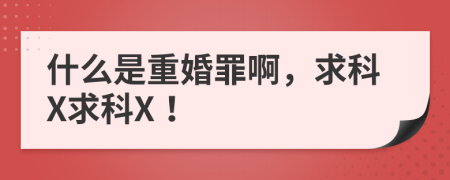 什么是重婚罪啊，求科X求科X！