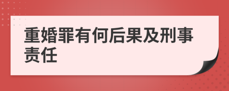 重婚罪有何后果及刑事責(zé)任