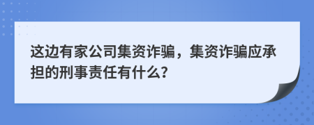 這邊有家公司集資詐騙，集資詐騙應(yīng)承擔(dān)的刑事責(zé)任有什么？