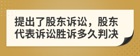 提出了股東訴訟，股東代表訴訟勝訴多久判決