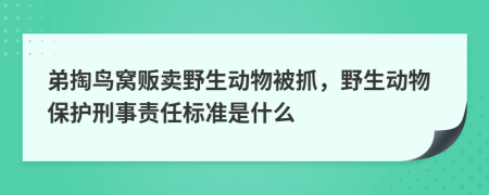 弟掏鳥窩販賣野生動物被抓，野生動物保護刑事責任標準是什么