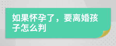 如果懷孕了，要離婚孩子怎么判