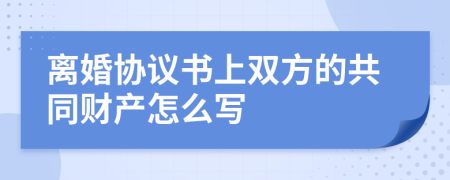 離婚協(xié)議書上雙方的共同財產怎么寫