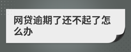 網(wǎng)貸逾期了還不起了怎么辦