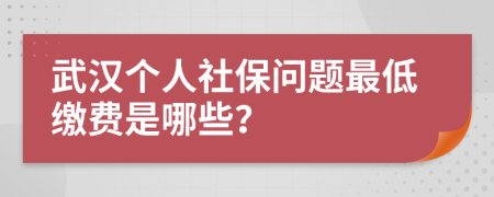 武漢個人社保問題最低繳費是哪些？